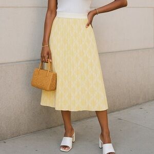 New A.L.C knit cotton pleated Butter yellow midi skirt
